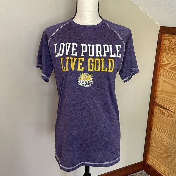 ProEdge LSU Tigers Love Purple Live Gold Collegiate Short Sleeve Tee Small - Picture 1 of 7